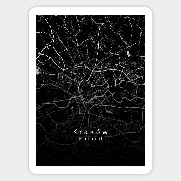 Krakow Poland City Map dark Sticker by Robin-Niemczyk